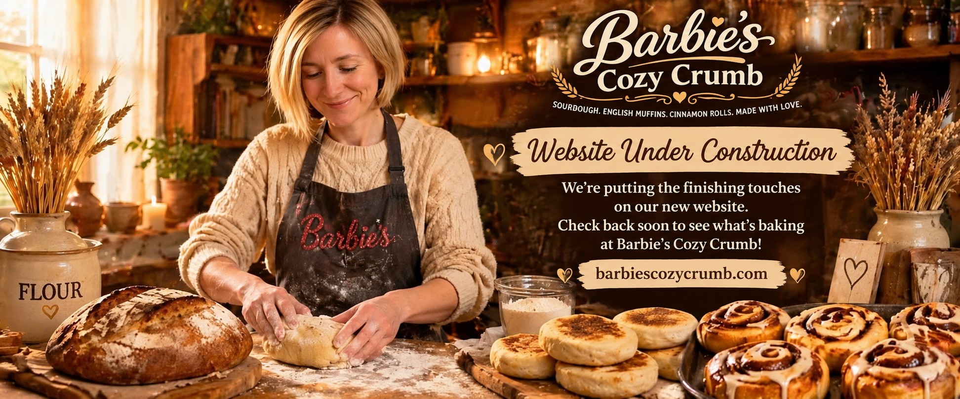 Barbie's Cozy Crumb bakery website under construction